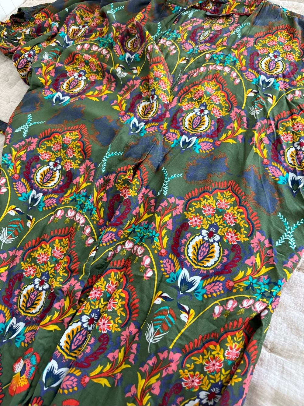 Anthropologie Emmanuelle Maxi Tiered Boho Robe with Multicolor Blooms Size M/L - Picture 12 of 13